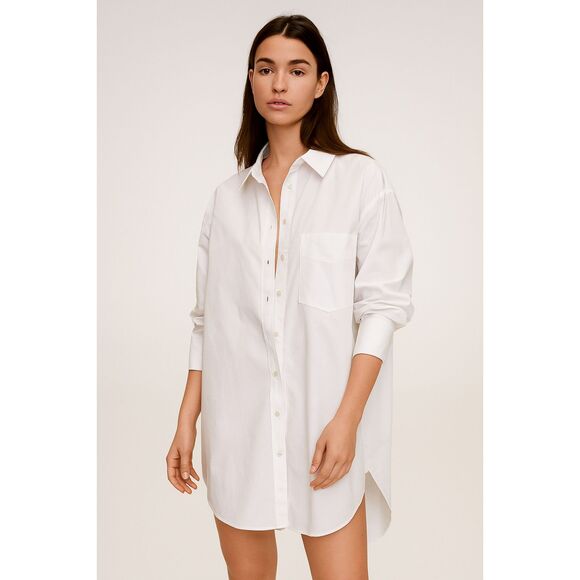 Zara Dresses & Skirts - ZARA Oversized Button Down Tunic Dress White Small